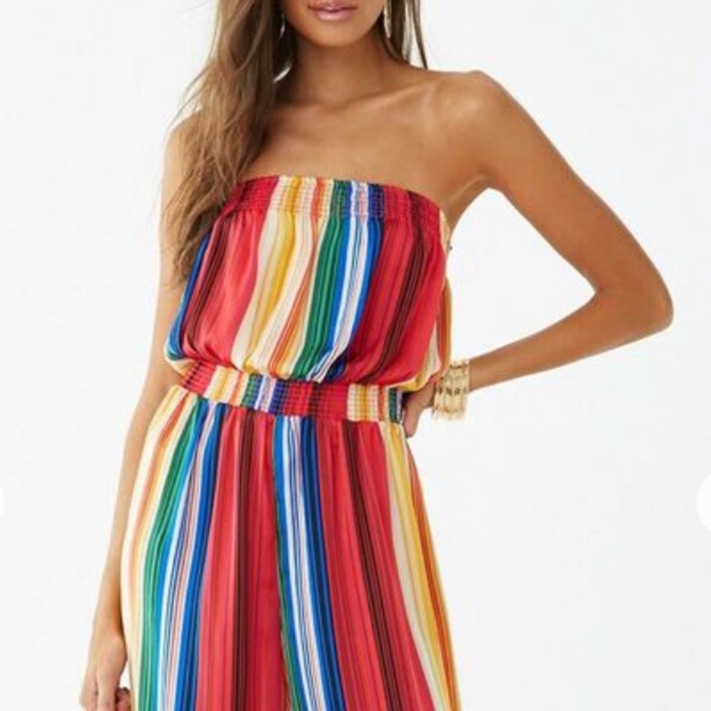 F21 Rainbow Strapless Jumpsuit Size Small - Blazing Trails Collection